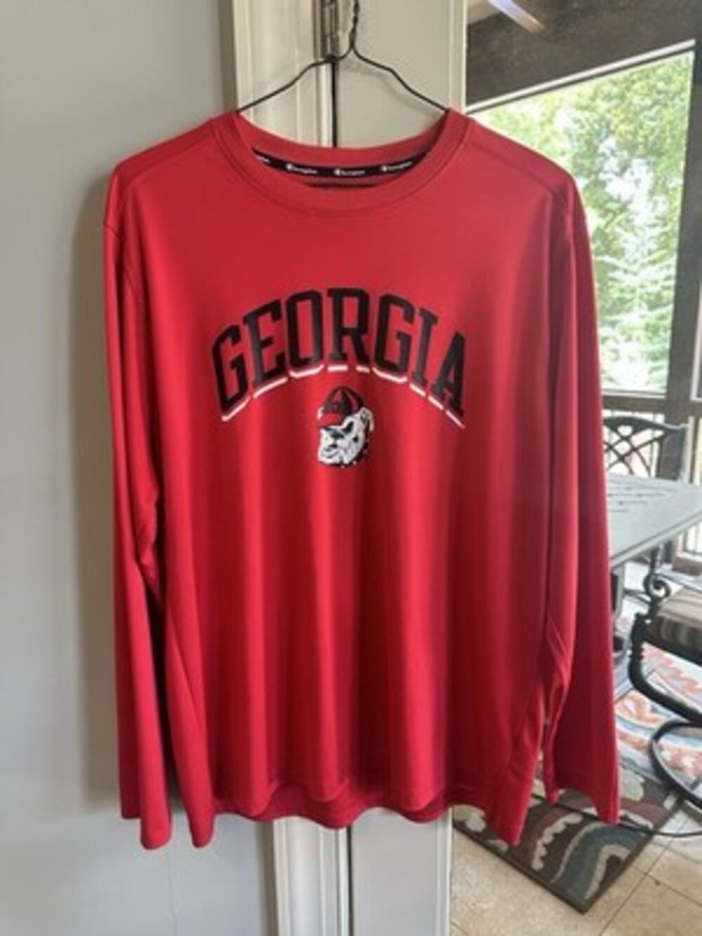 Champion Georgia Bulldogs Long Sleeve Shirt XL Red UGA Mascot Tee Performance